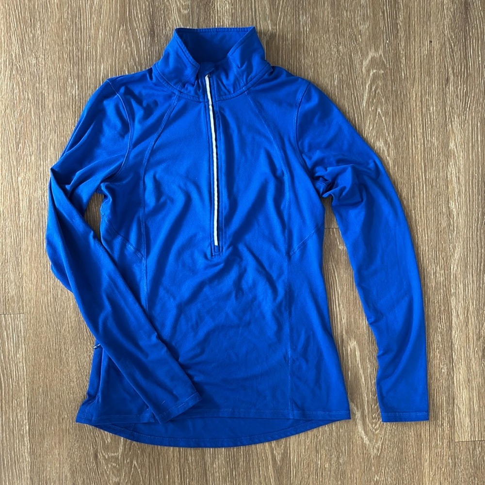Champion Blue Fitted Long Sleeve Zippered Top